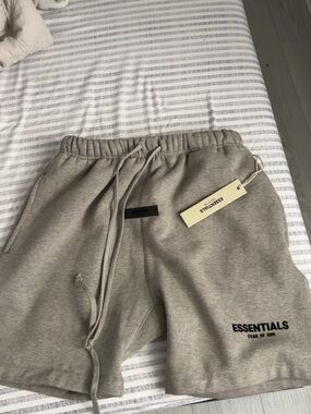 Essentials Fear of God Taupe Gray Drawstring Sweat Shorts